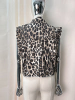 Load image into Gallery viewer, Washed Denim Flutter Sleeve Shirt Jacket Women N6D085