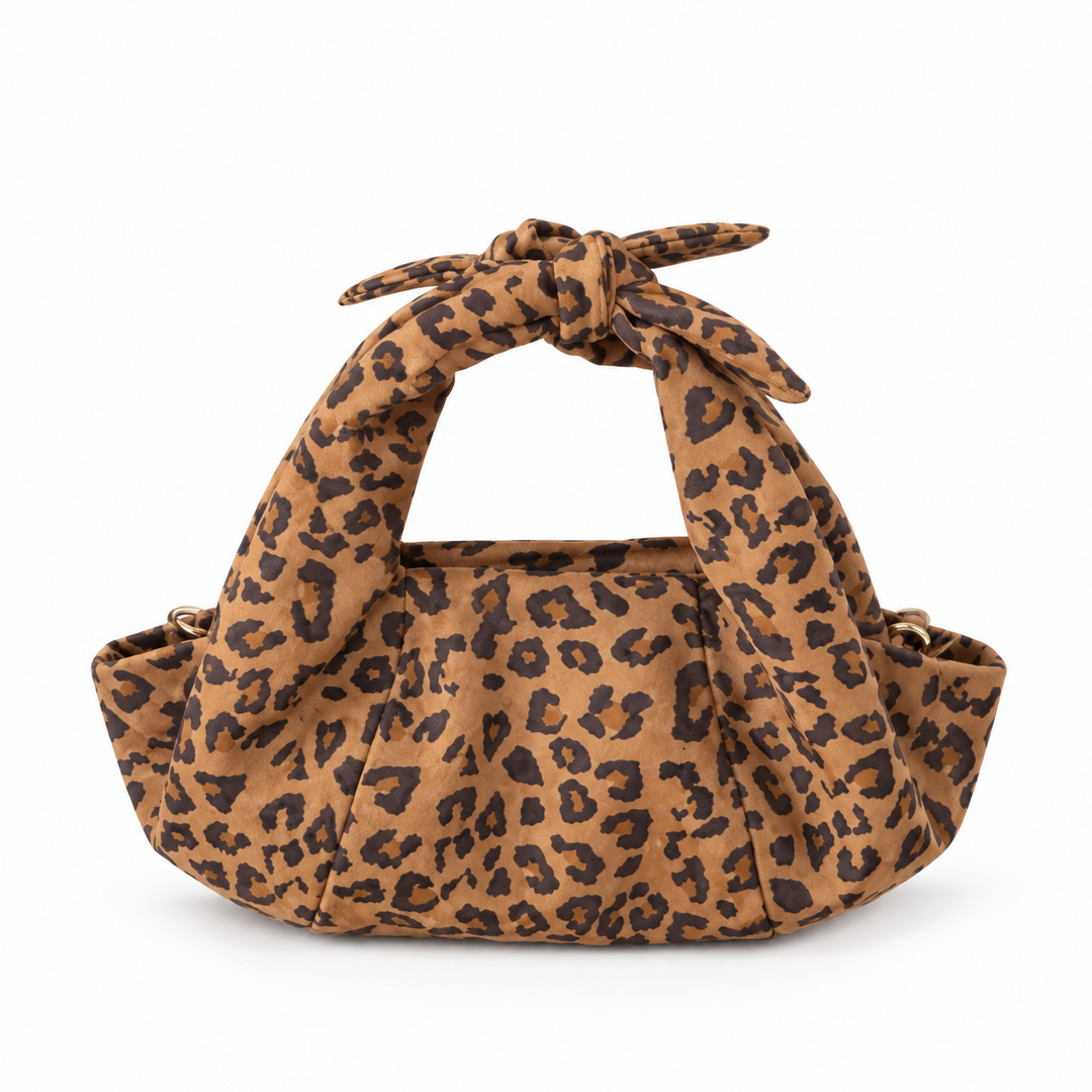 Women's Leopard Print Ruched Suede-Feel Bag N6J214