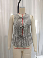 Load image into Gallery viewer, Plaid Sleeveless Vest with Tie Front Women N6E174