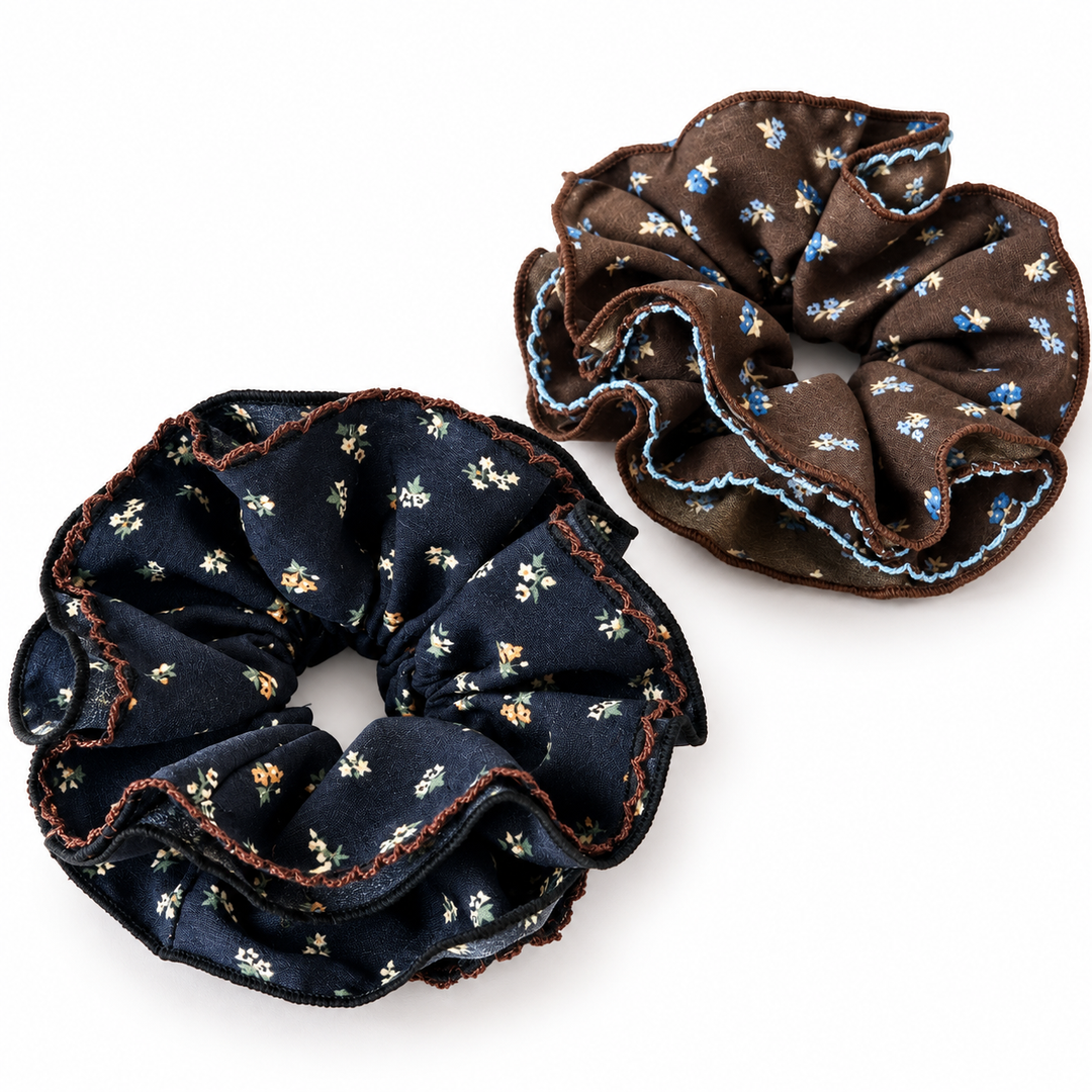 Womens Vintage Floral Ruffle Scrunchie N6K011