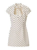 Load image into Gallery viewer, Bow Detail Polka Dot Short Dress Women N6C278