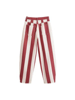 Load image into Gallery viewer, High Waist Slimming Stripe Tapered Jeans Red White N6H131