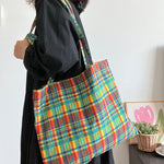 Load image into Gallery viewer, Iridescent Tartan Shoulder Bag Pure Cotton S5P272