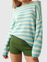 Load image into Gallery viewer, Striped Color-Block Loose Pullover Sweater Women N6H287