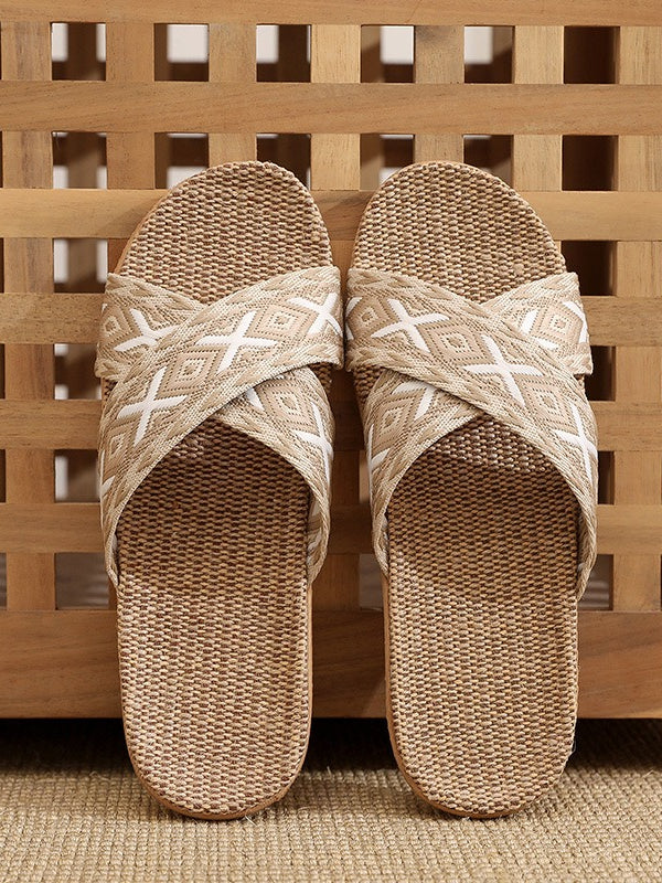 Breathable Anti-Slip Linen Slippers Women Summer N6C231