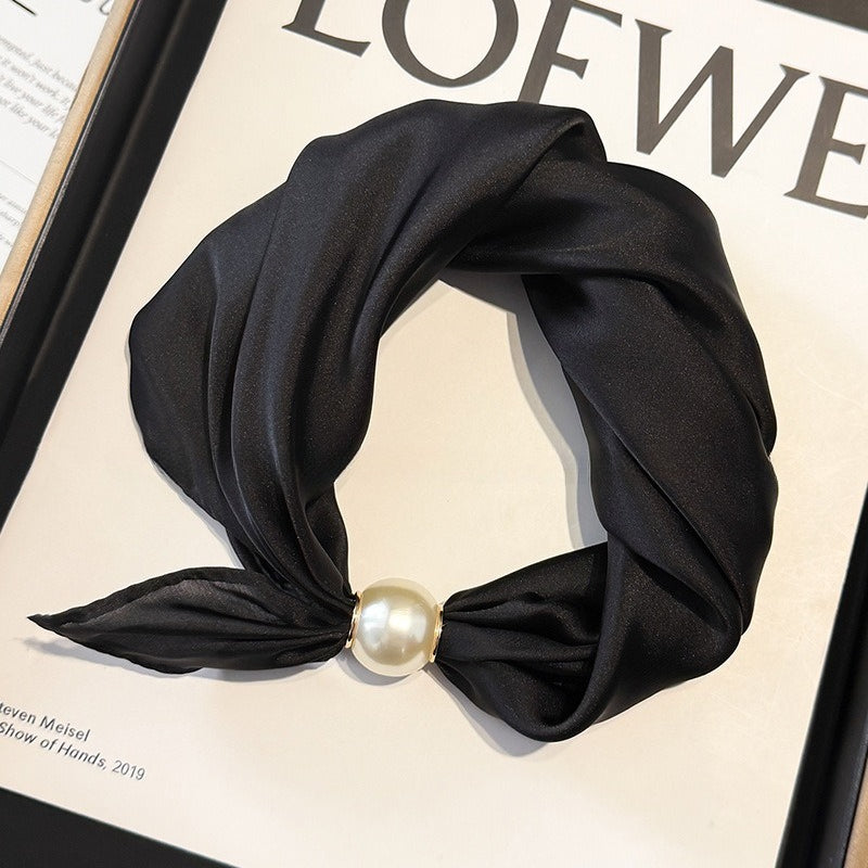 Womens Pearl Magnetic Clasp Floral Skinny Scarf N6K281