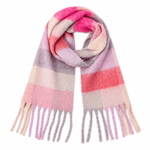 Load image into Gallery viewer, Rainbow Plaid Mohair Feel Chunky Fringe Scarf N6K247