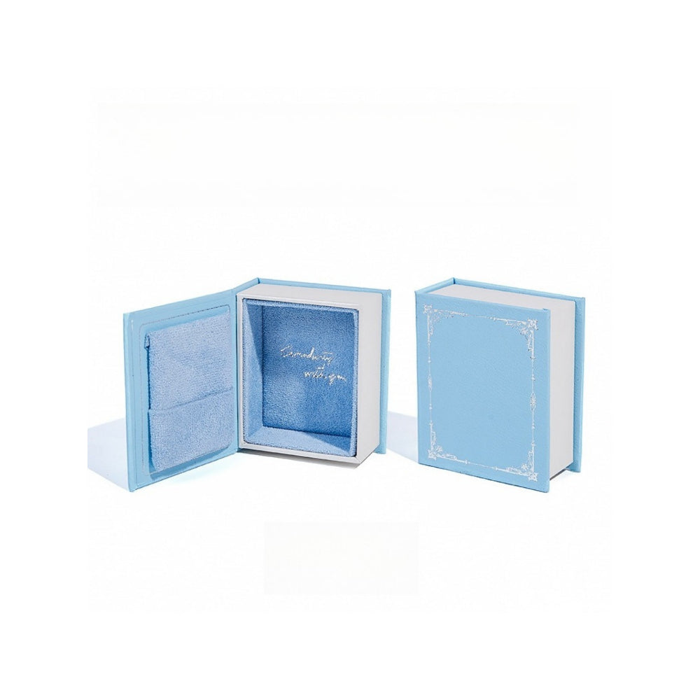 Book-Shaped Ring Jewelry Box Storage Suede Paper Case N6G051