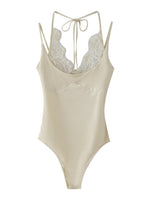 Load image into Gallery viewer, Lace Panel Halter Neck Bodysuit N6F015