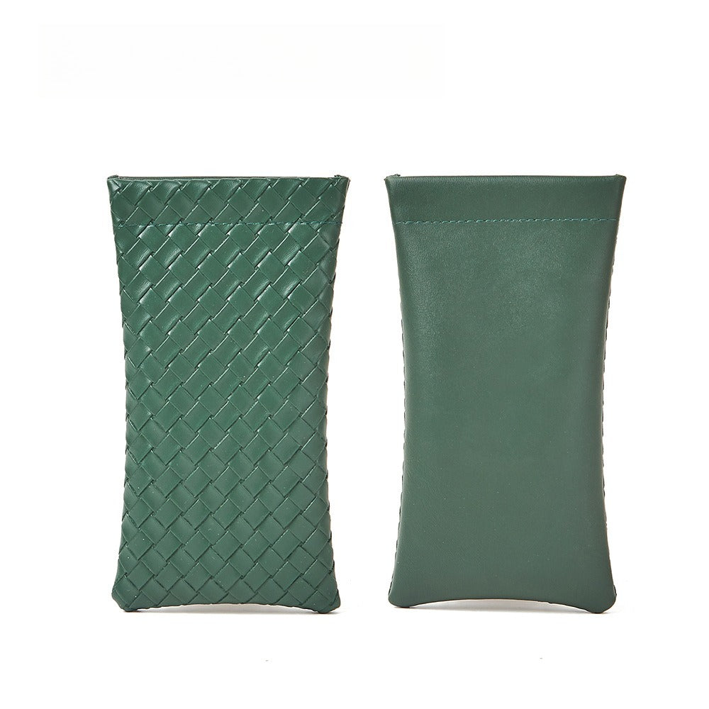 Minimalist PVC Weave Snap Glasses Case Women S5P972