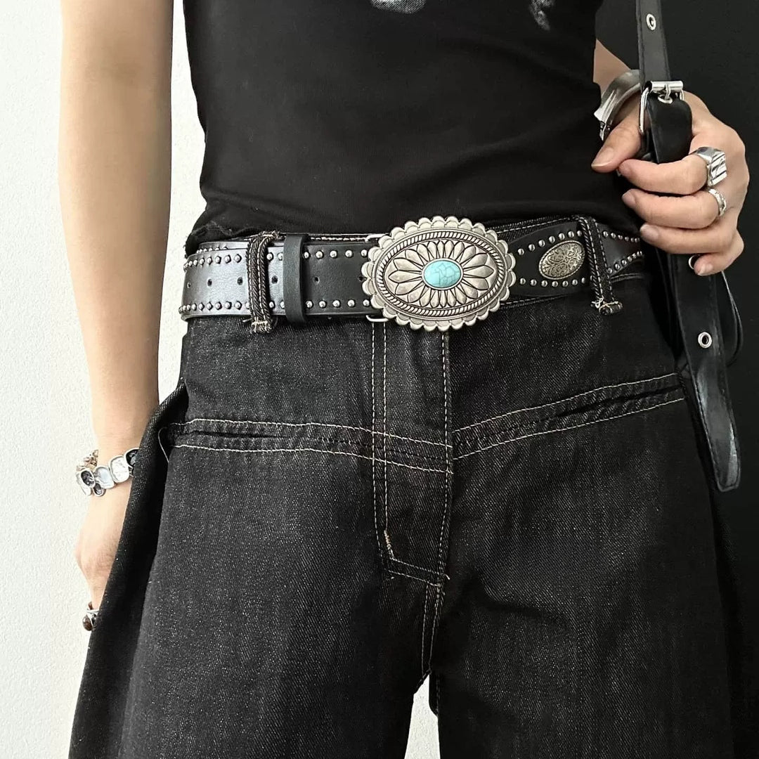 Women's Faux Leather Western Studded Belt N6J134