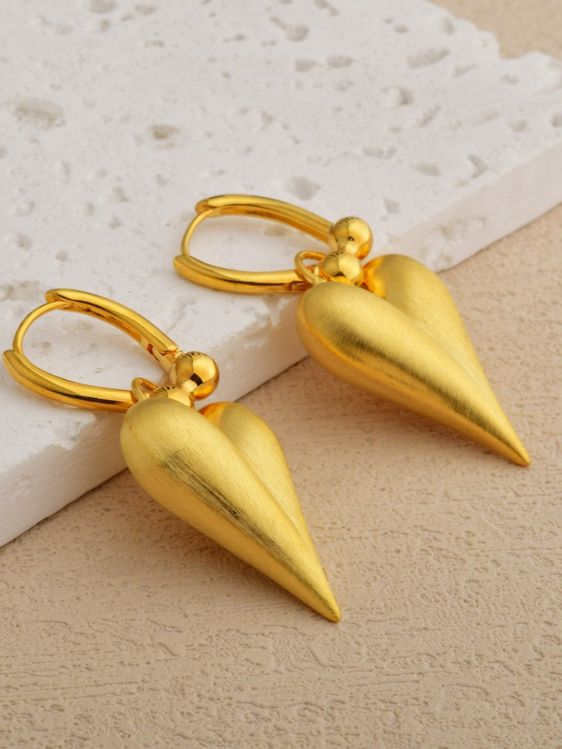 Color Block Brushed Heart Stud Earrings N6C062