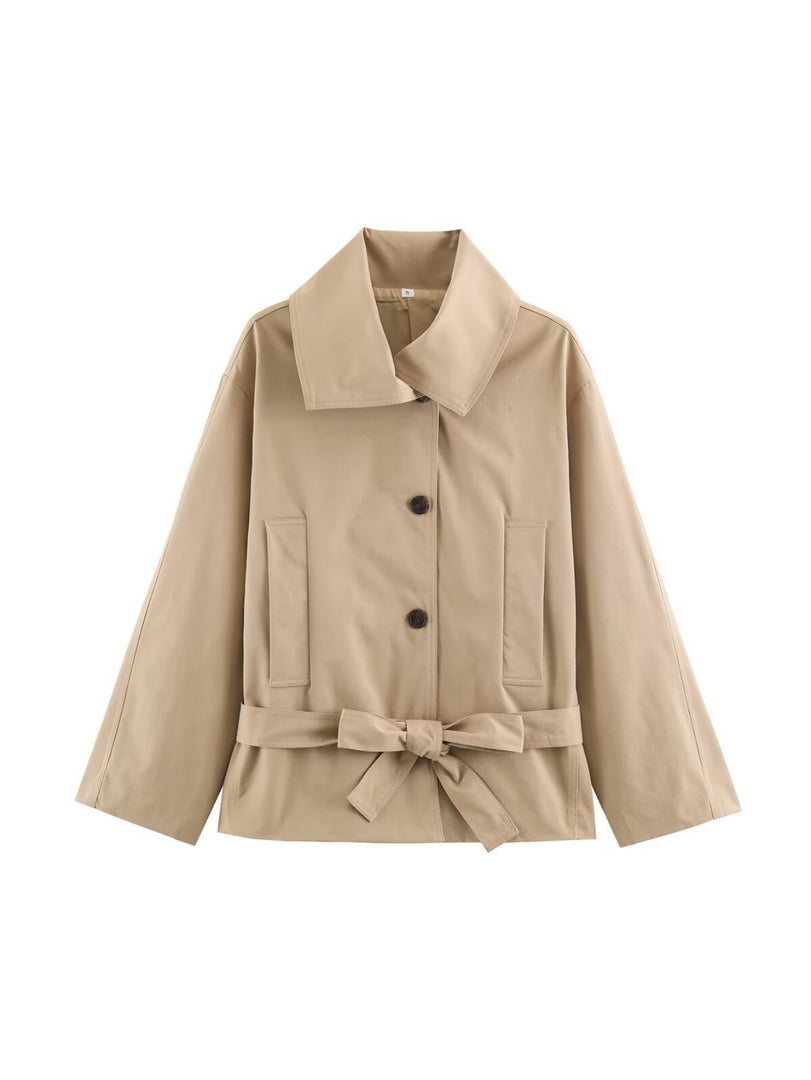 Single-Breasted Notch Lapel Belted Trench Coat N6G168