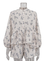 Load image into Gallery viewer, French Puff Sleeve Crop Top and Shorts Set Women N6C189