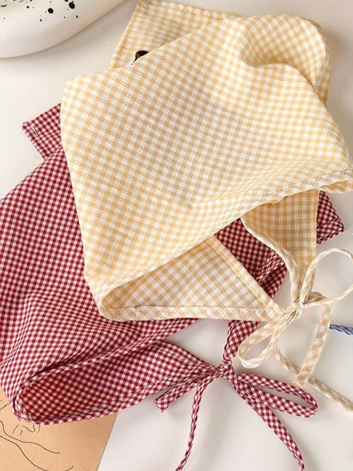Gingham Bandana Scarf Multiple Colors Women N6C012