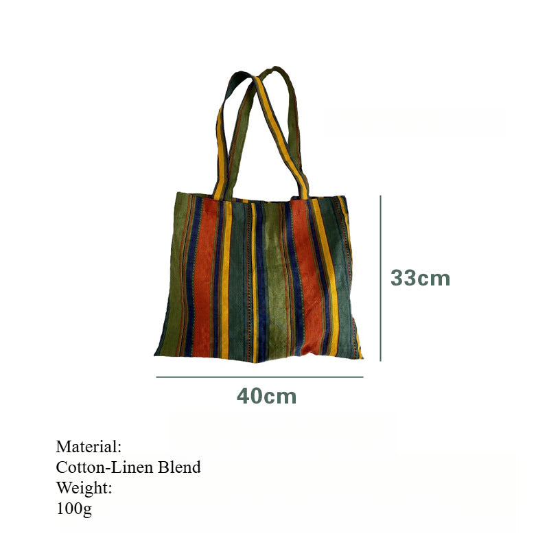 Retro Color Clash Rainbow Stripes Shoulder Bag  S5P270