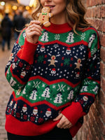 Load image into Gallery viewer, Fair Isle Santa Sweater Women Loose Christmas Knit N6H279