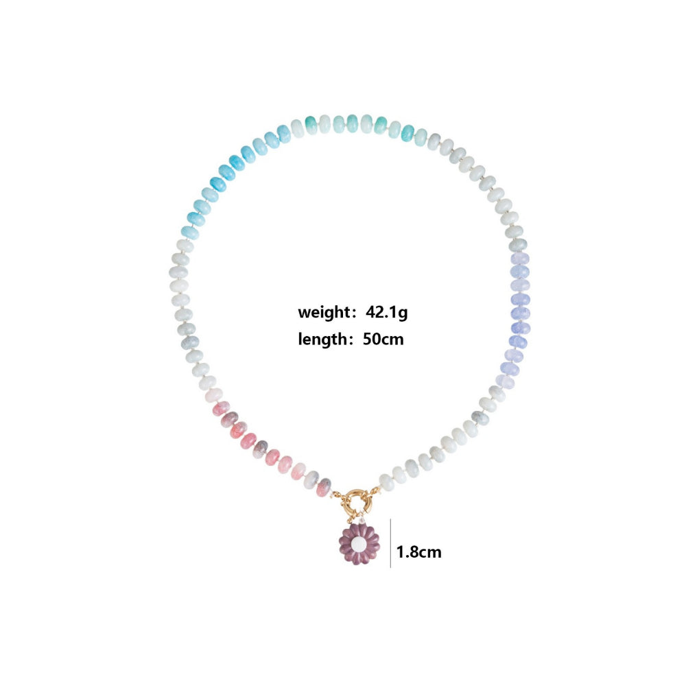 Colorful Handmade Daisy Beaded Pendant Necklace N6E118