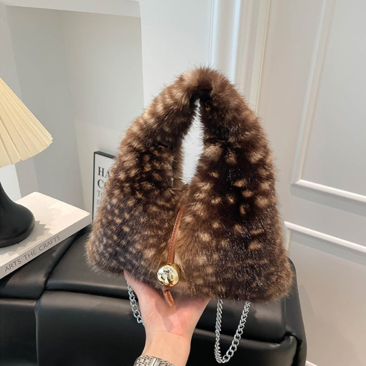 Women's Plush Triangular Shoulder Handbag N6J177