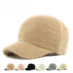 Load image into Gallery viewer, Faux Rabbit Fur Baseball Cap Women Soft Warm Knit N6G201