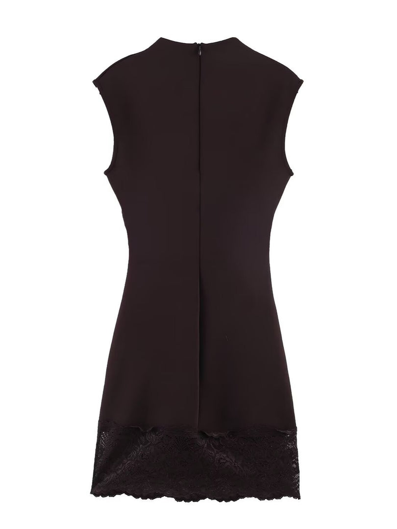 Lace Trim Satin Mini Dress Women N6C275