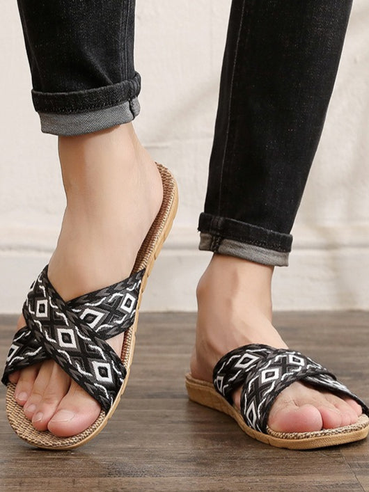 Breathable Anti-Slip Linen Slippers Women Summer N6C231
