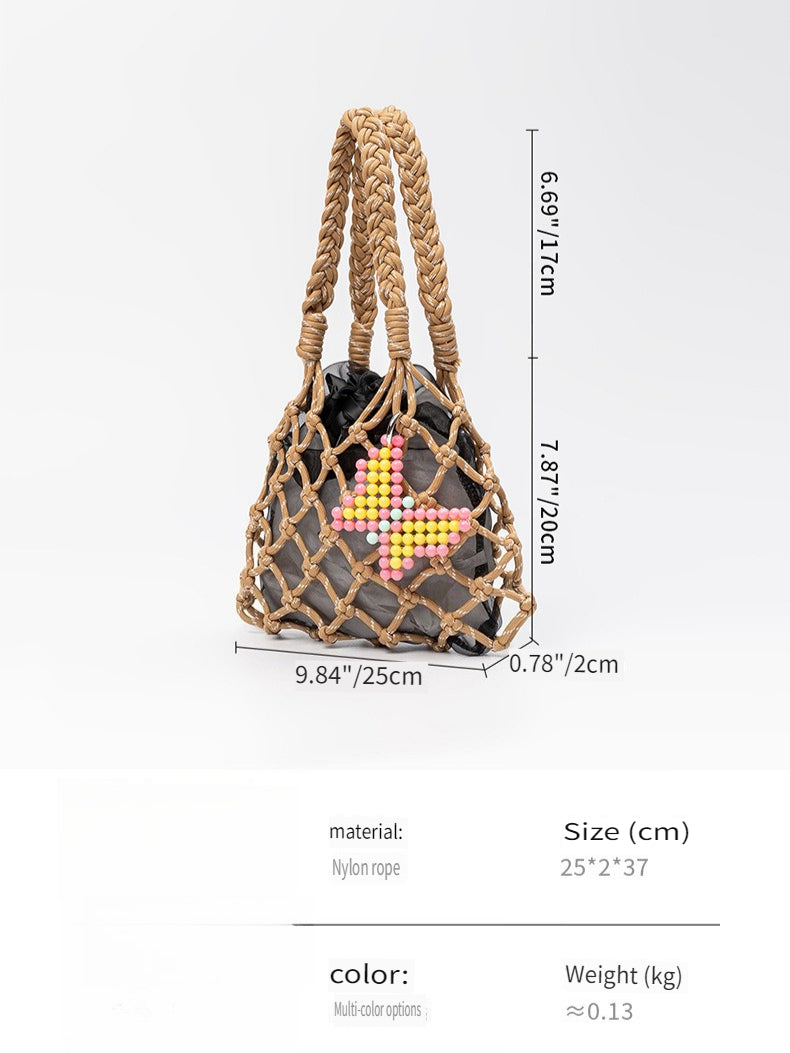 Hand Crochet Nylon Mesh Handbag Women N6C301