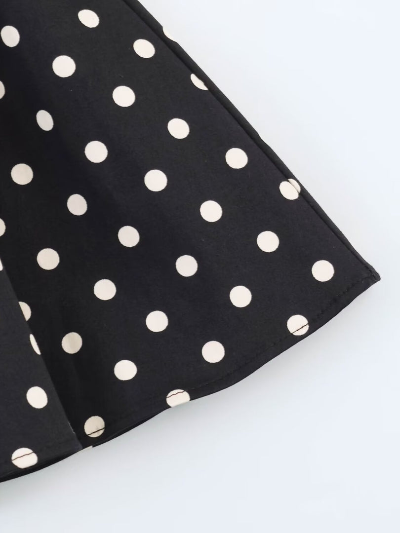 Polka Dot Halter Backless Dress Women Slim Fit N6F196