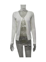 Load image into Gallery viewer, Lace Tie-Front V-Neck Knit Cardigan Women N6D076