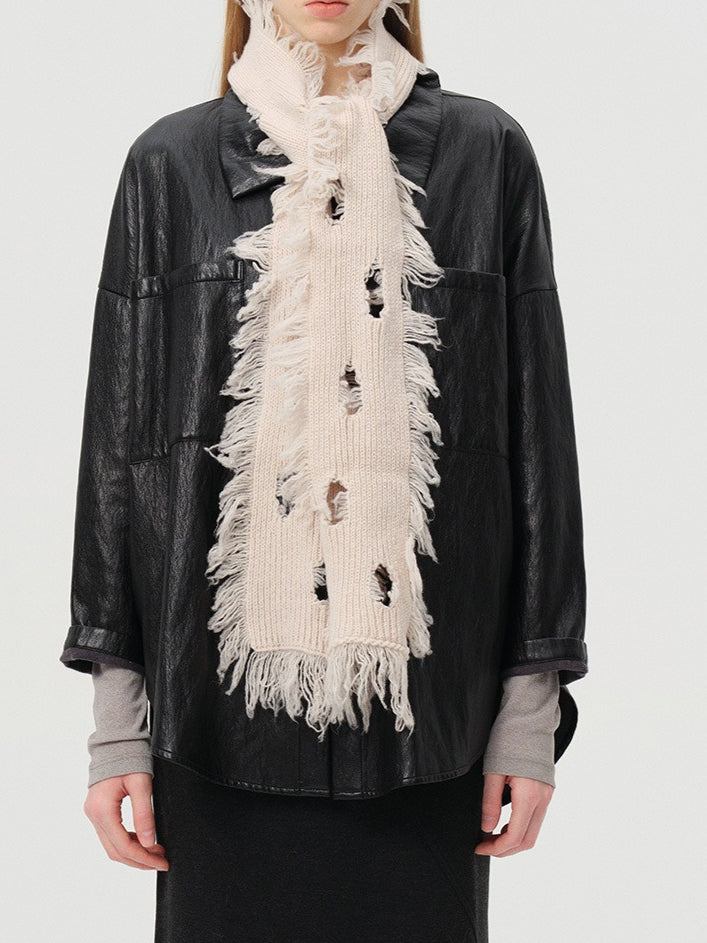 100% Wool Post-Apocalyptic Knit Scarf Women S5P673