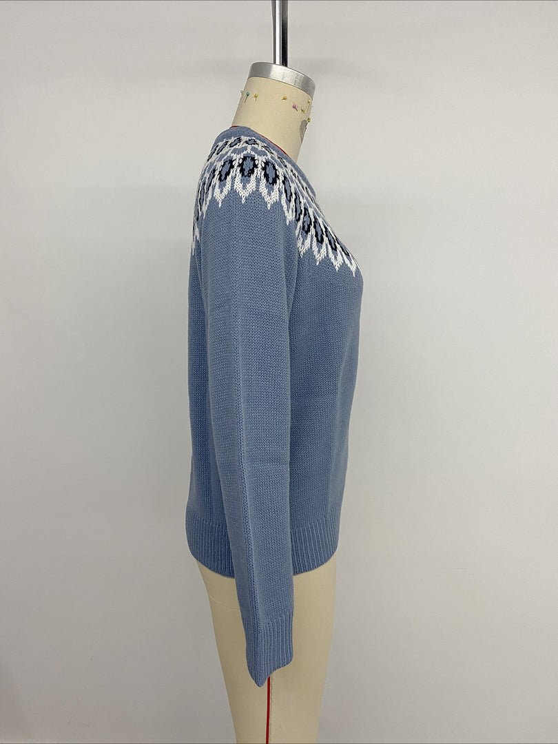 Round Neck Long Sleeve Pullover Sweater N6H306