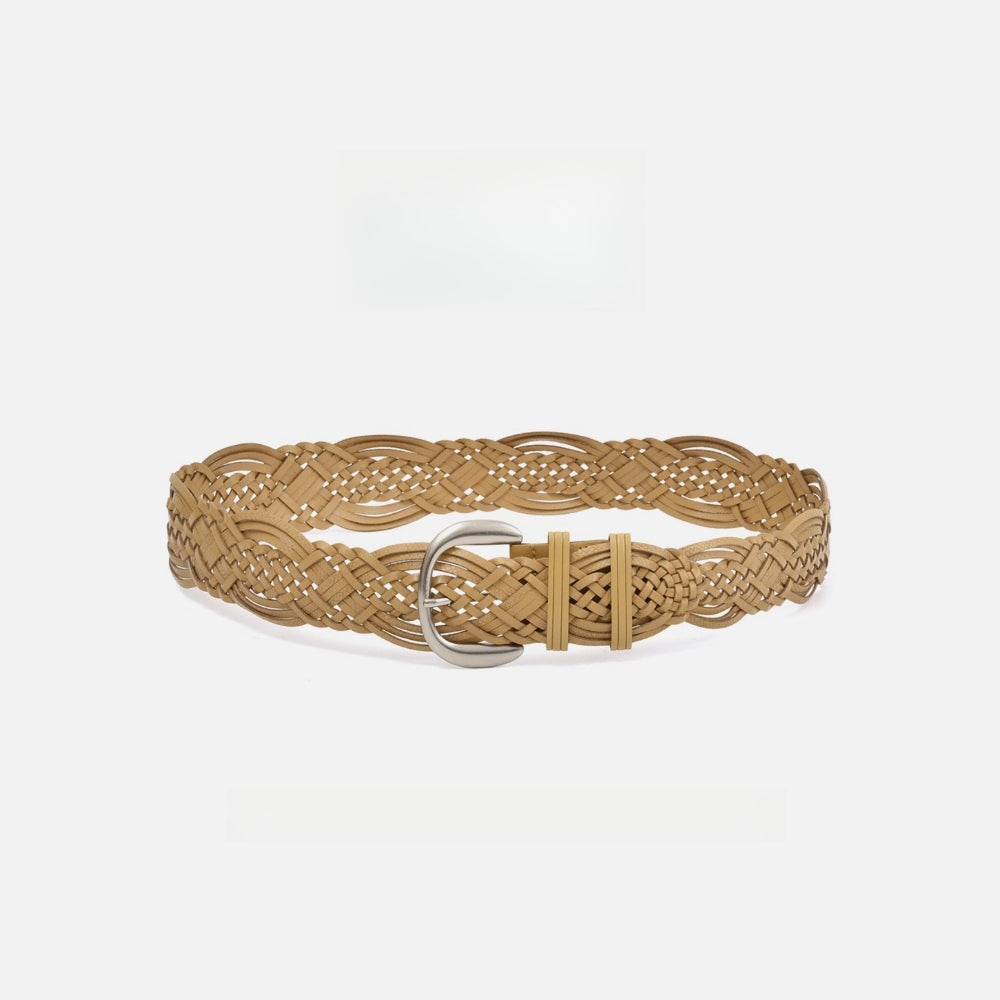 No-Hole Handwoven Faux Leather Belt Women N6H326