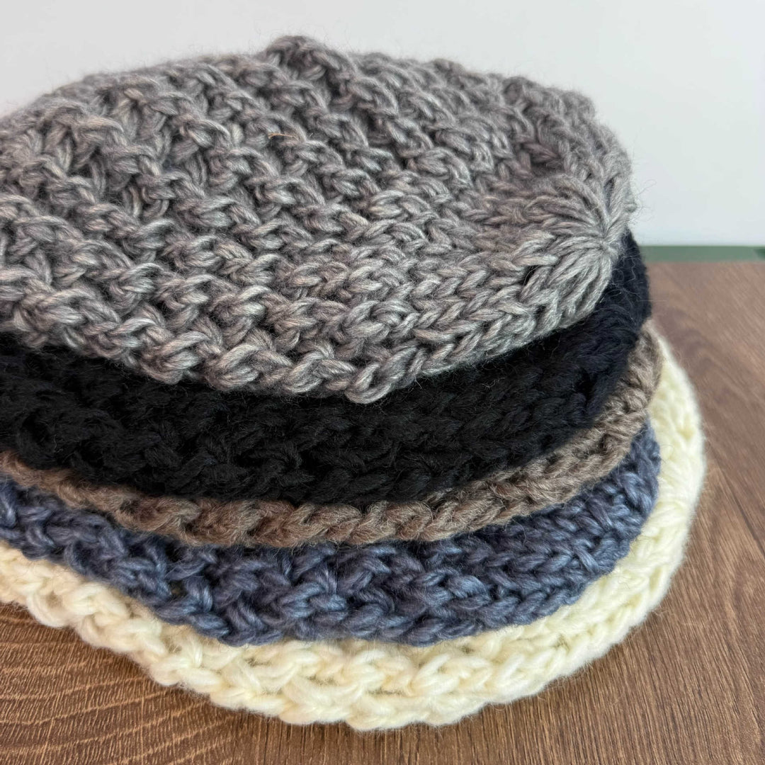 Vintage Hollow Knit Beanie Oversize Face Slimming N6H231