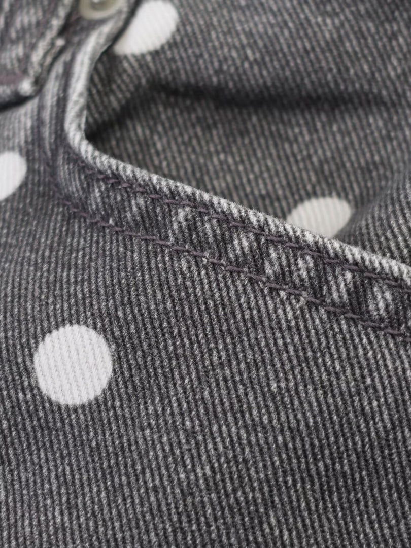 Gray Polka Dot Mid-Rise Loose Ankle Jeans N6F252