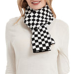 Load image into Gallery viewer, Checkerboard Knit Scarf Women Black Brown N6H250