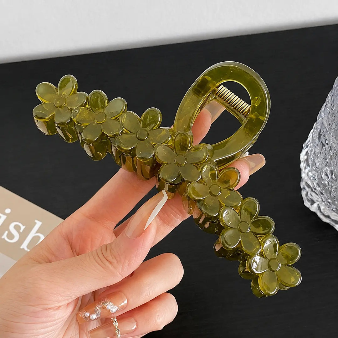 Jelly Color Flower Hair Claw Clip Women Resin N6C350