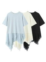 Load image into Gallery viewer, Lace Panel Asymmetric Tee Women N6F253