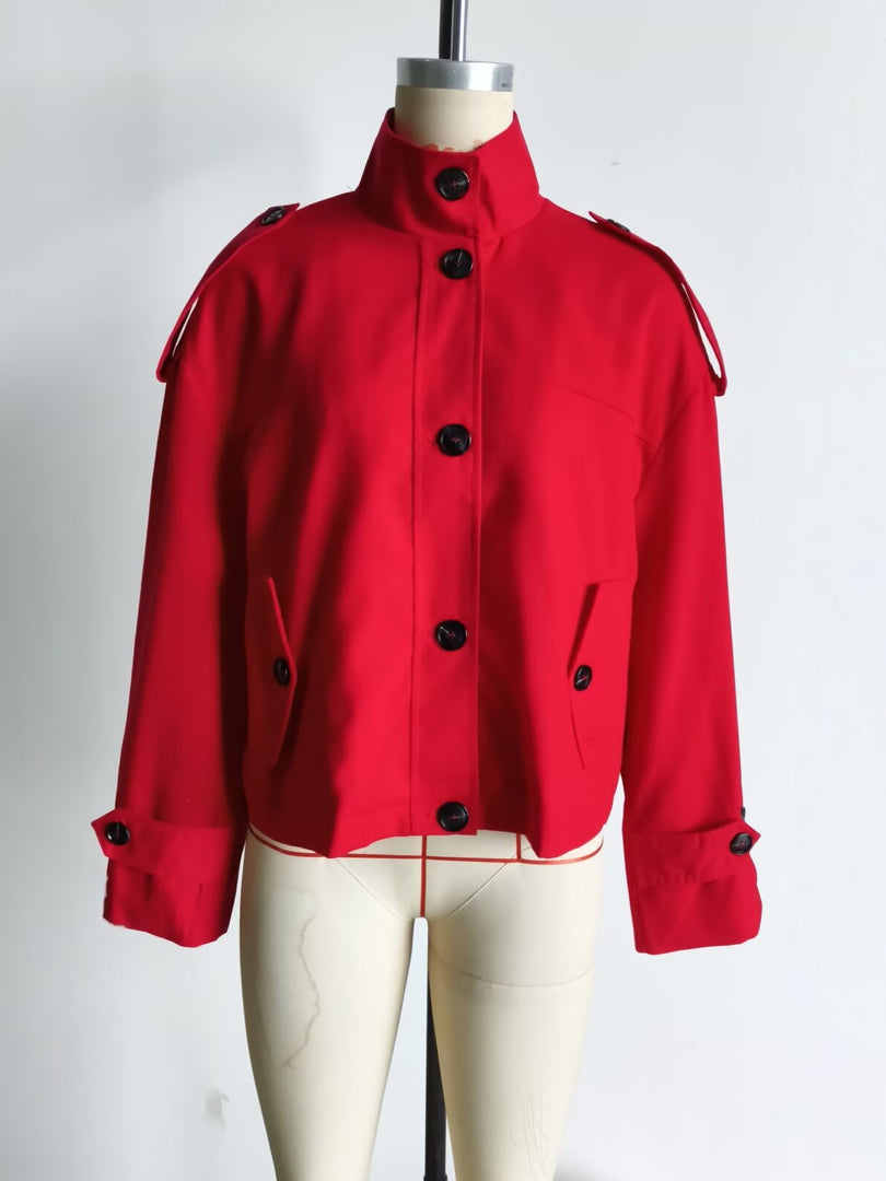 Loose Zip Cotton Linen Trench Coat Flap Pocket Women N6G169