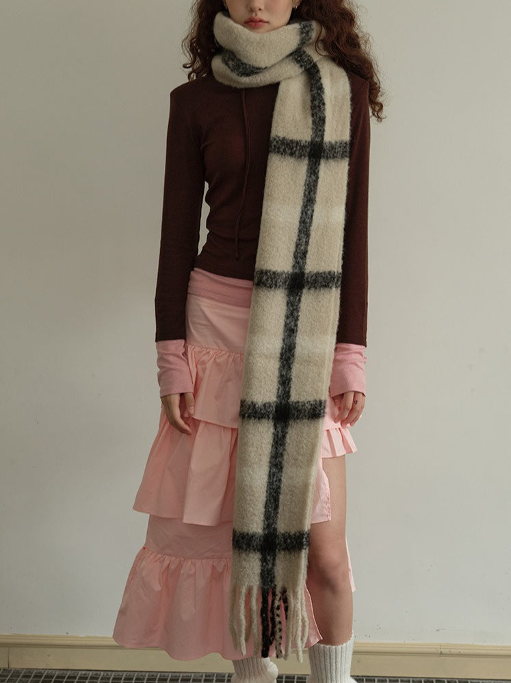 Classic Plaid Wool Blend Scarf  M5A134