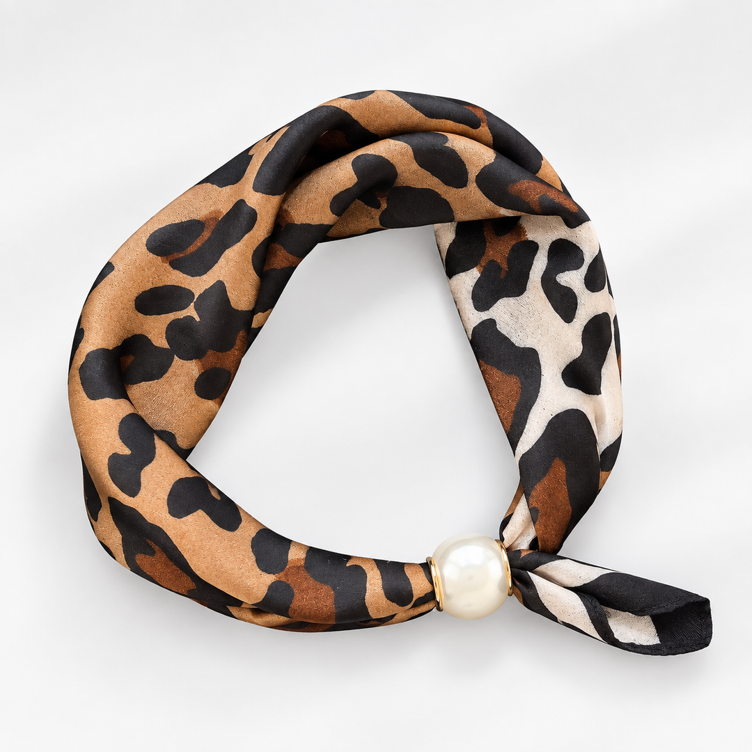 Women's Polyester Jacquard Pearl Neck Scarf N6J150
