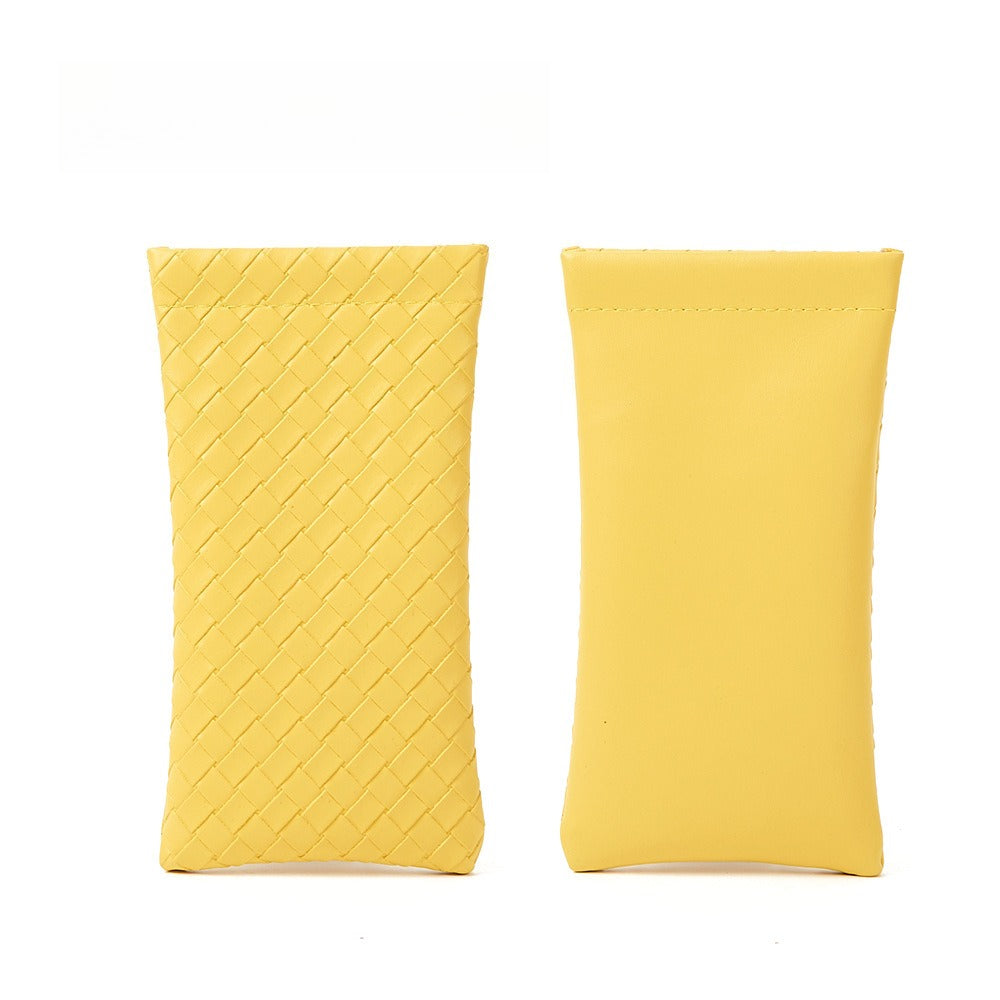 Minimalist PVC Weave Snap Glasses Case Women S5P972