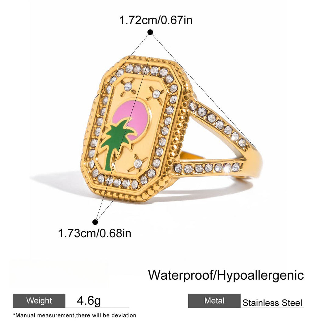 Love Signet Ring Steel Luxury Gold Plated S5P029