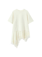 Load image into Gallery viewer, Lace Panel Asymmetric Tee Women N6F253