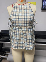Load image into Gallery viewer, Tie-Waist Checkered Tube Top Women N6D070