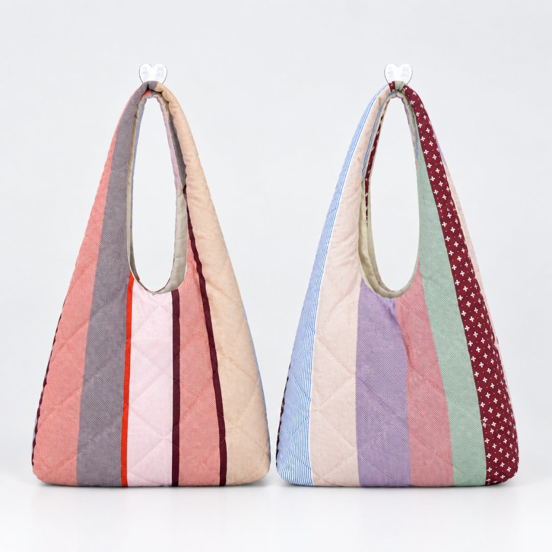 Women's Color-Block Quilted Cotton Tote Bag N6J192