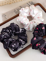 Load image into Gallery viewer, Padded Satin Floral Scrunchie Hair Tie N6C018
