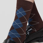 Load image into Gallery viewer, Color Block Seamless Diamond Retro Mid-Calf Socks White N6H019