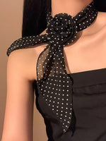 Load image into Gallery viewer, Rose Dot Chiffon Scarf Belt Neck Wrap N6D005