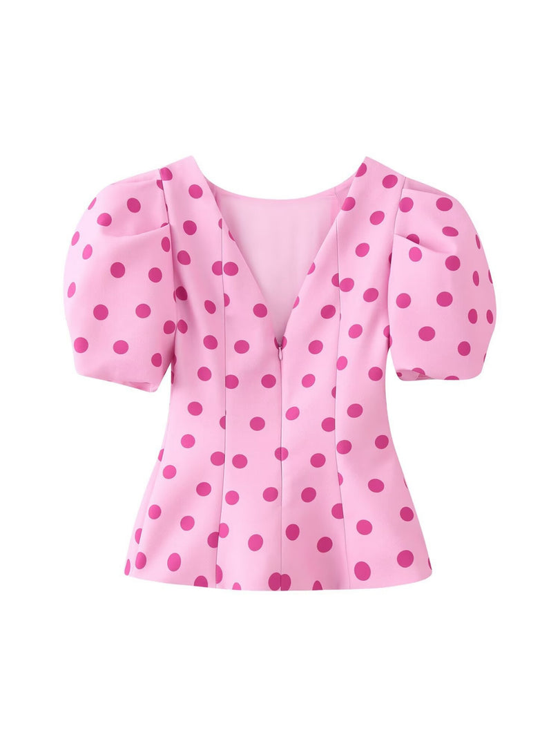 Bow Pearl Puff Sleeve Shirt Women N6E153