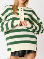 Load image into Gallery viewer, Block Stripe Knit Long Button Mid Weight Options N5Z791
